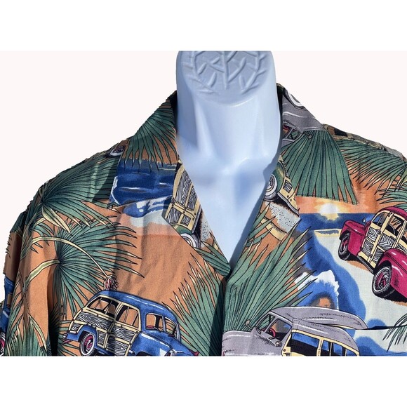 NEXT ORIGINAL Men's Short Sleeve Button Down Woody Car Shirt Large - Picture 2 of 6